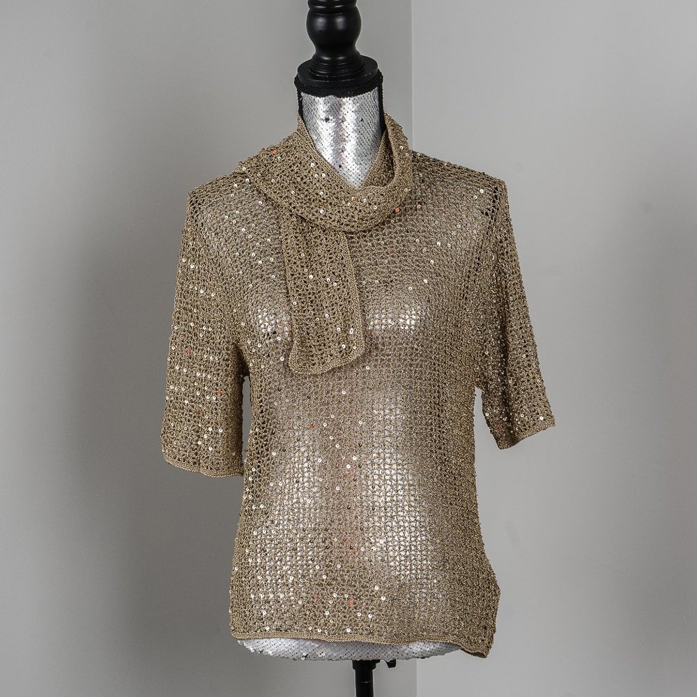 NWT Sequin sweater and bonus scarf - M